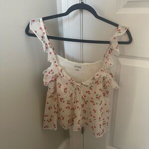 Wild Fable Cherry Print Ruffle Blouse